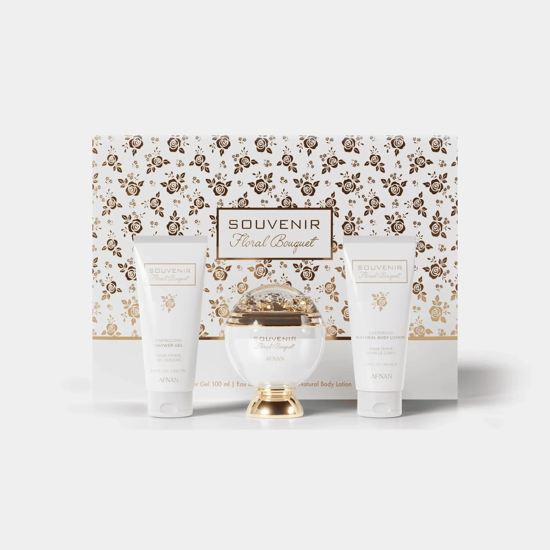 Afnan Souvenir Floral Bouquet EDP Shower Gel & Body Lotion Gift Set for Women