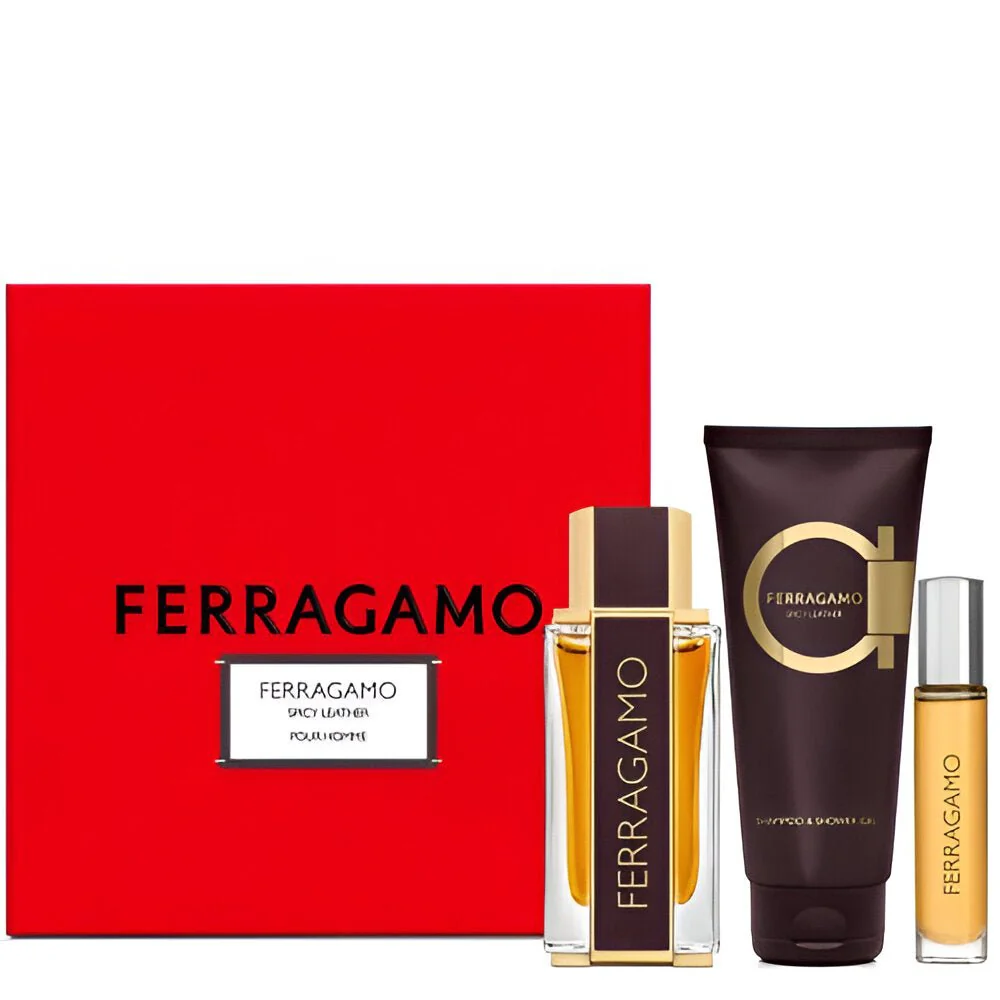 Ferragamo Spicy Leather EDP & Body Lotion Gift Set For Men