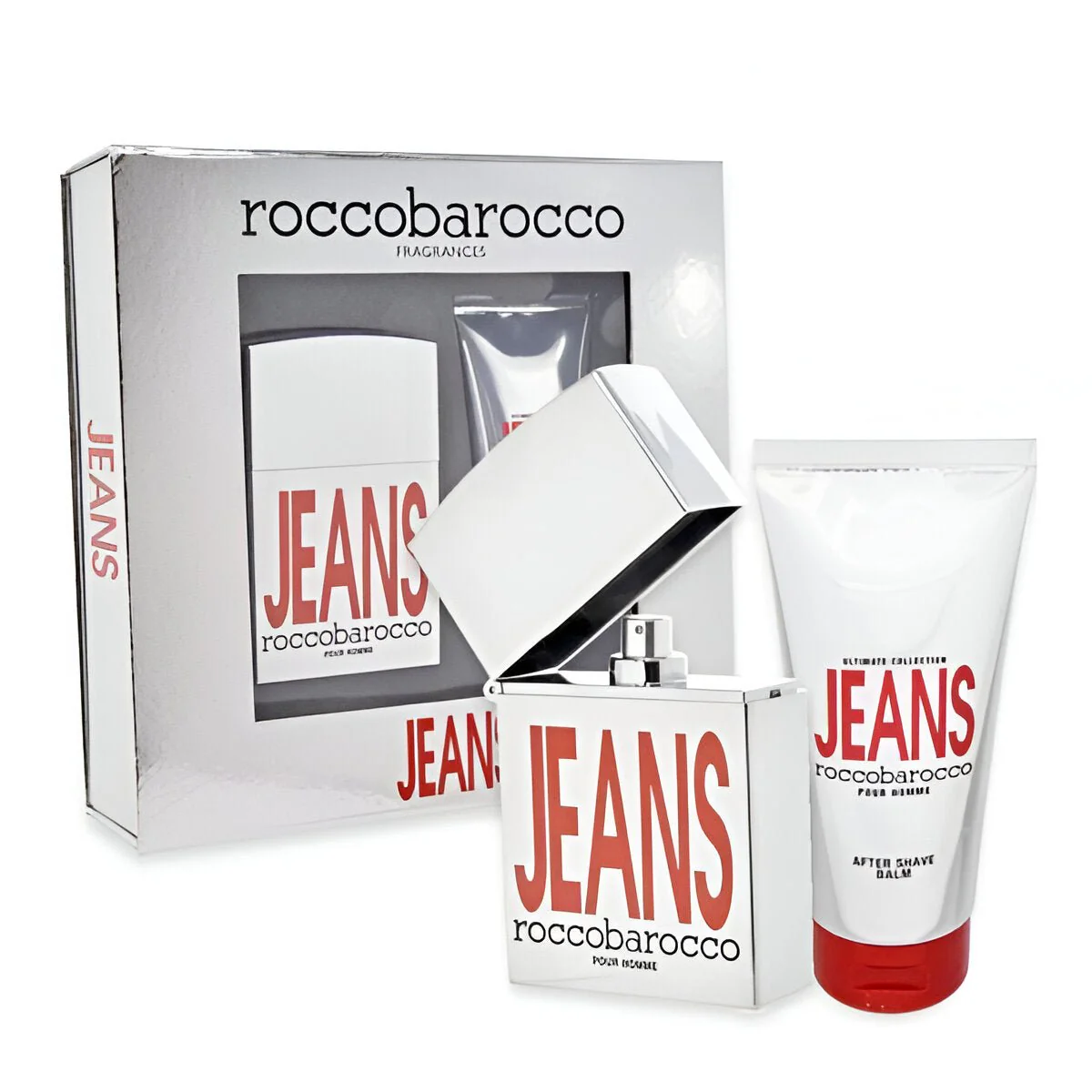 Roccobarocco Jeans Pour Homme EDT Gift Set for Men with Aftershave Balm