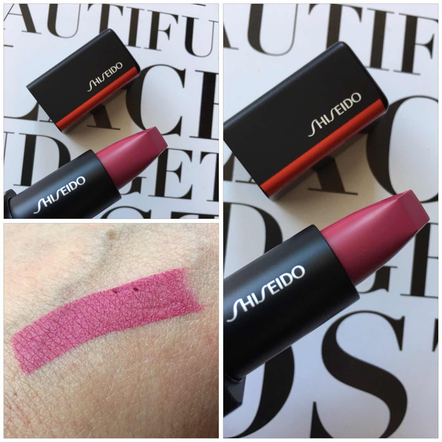 Shiseido Modernmatte # 519 Fuchsia Fetish For Women Powder Lipstick - Image 3